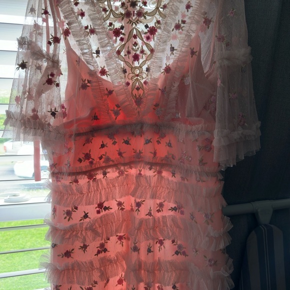 NWT! $798 Mac Duggal High-Neck Ruffle Tiered Floral Gown Romantic Elegant SZ 12 - Picture 6 of 12